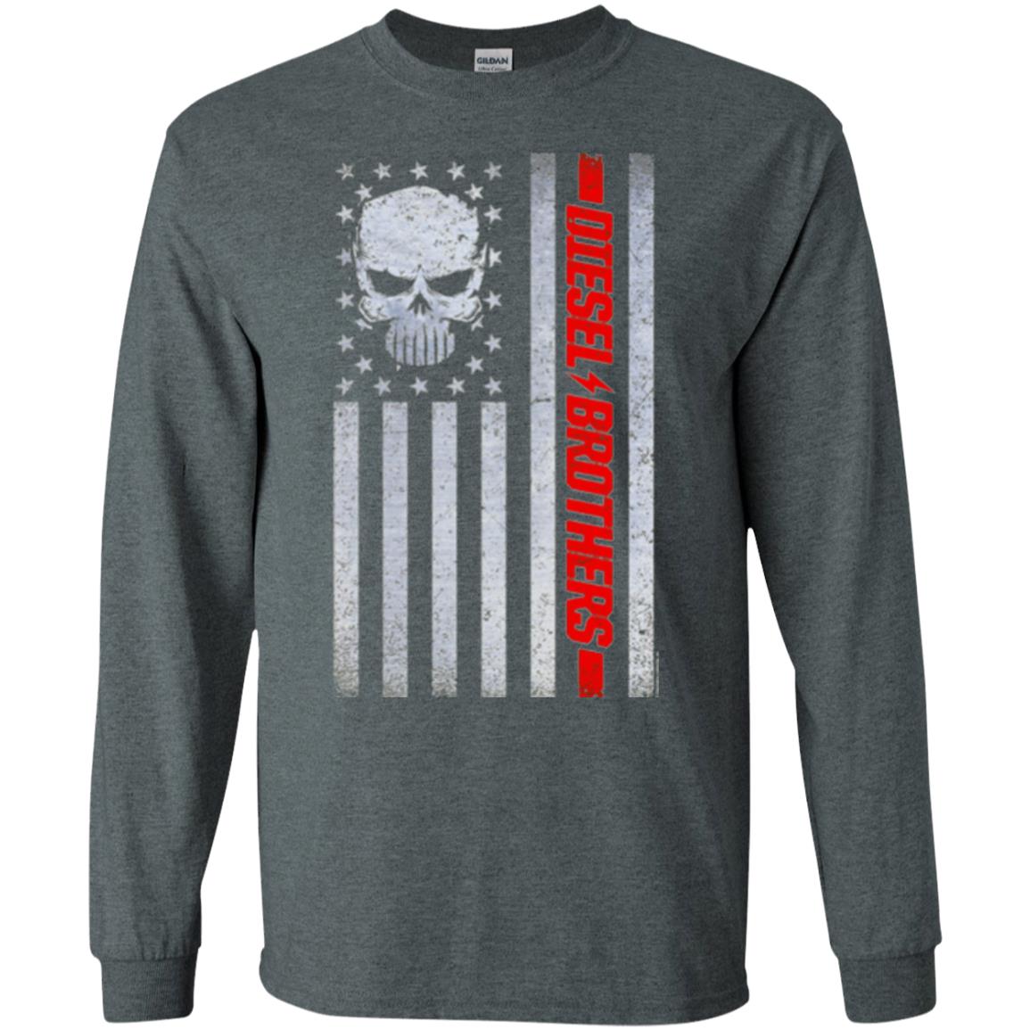 Grungy American Flag Skull T-shirt Diesel Brothers Dark Heather