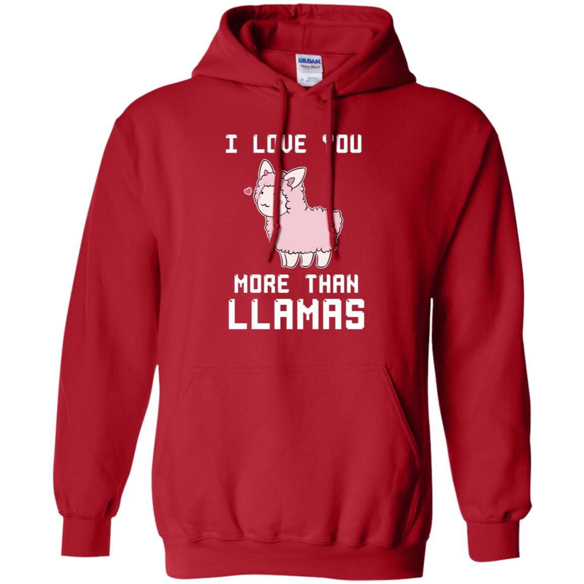 I Love You More Than Llamas Valentines Day Shirt Red