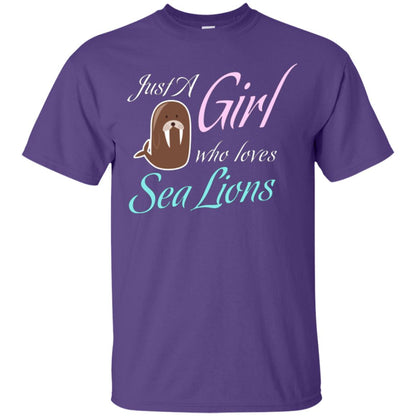 Sea Lions Lover T-shirt Just A Girl Who Loves Sea Lions Purple