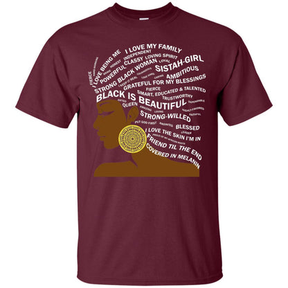 Black Is Beautiful Black History Month Word Art T-shirt Maroon