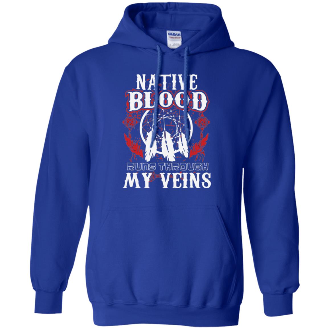 American T-shirt Native Blood Runs Through My Veins Royal