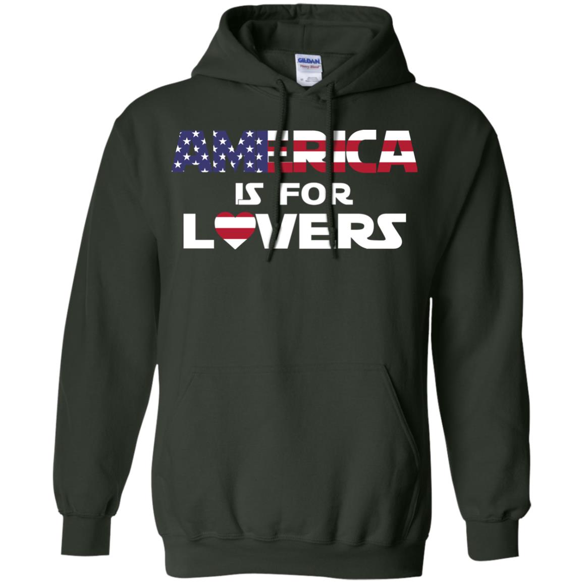 America Is For Lovers Flag Of United States Shirt Forest Green