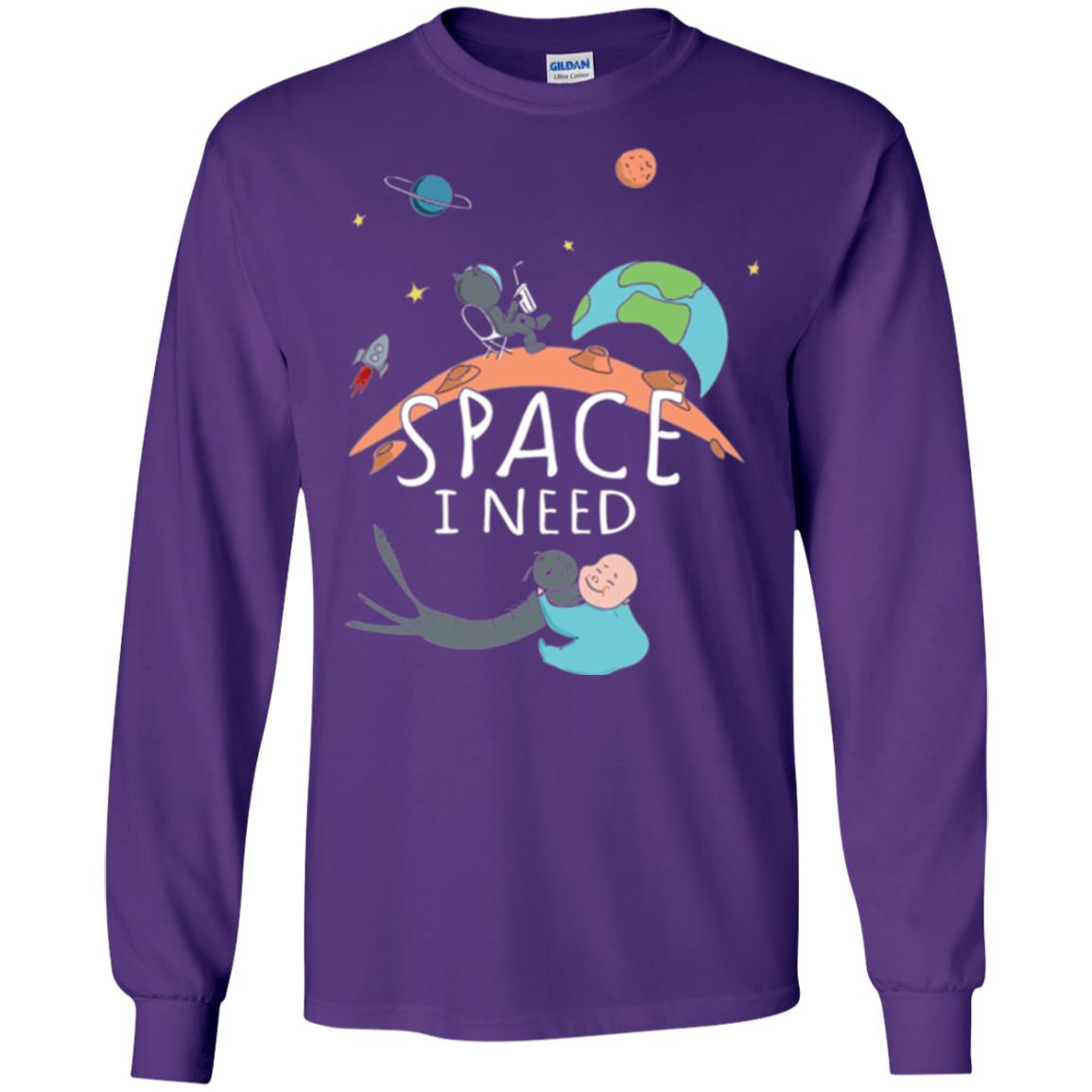 Funny Astronaut Universe Pun T-shirt I Need Space Purple