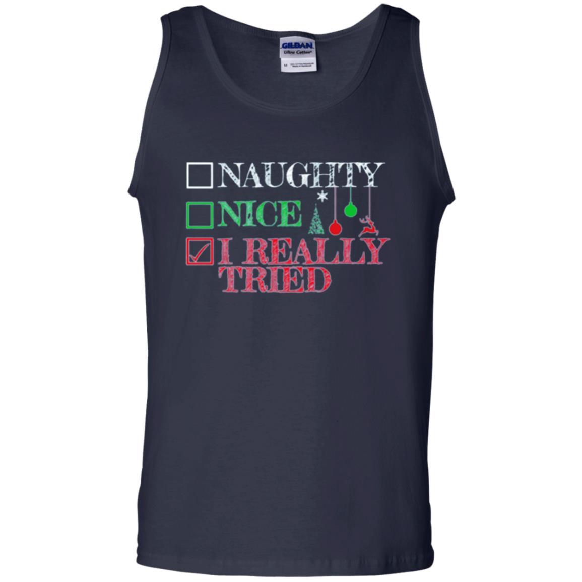 Christmas T-shirt Naugth Nice I Ready Tried Navy