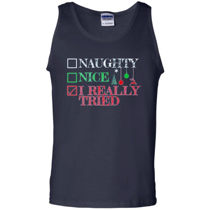 Christmas T-shirt Naugth Nice I Ready Tried Navy