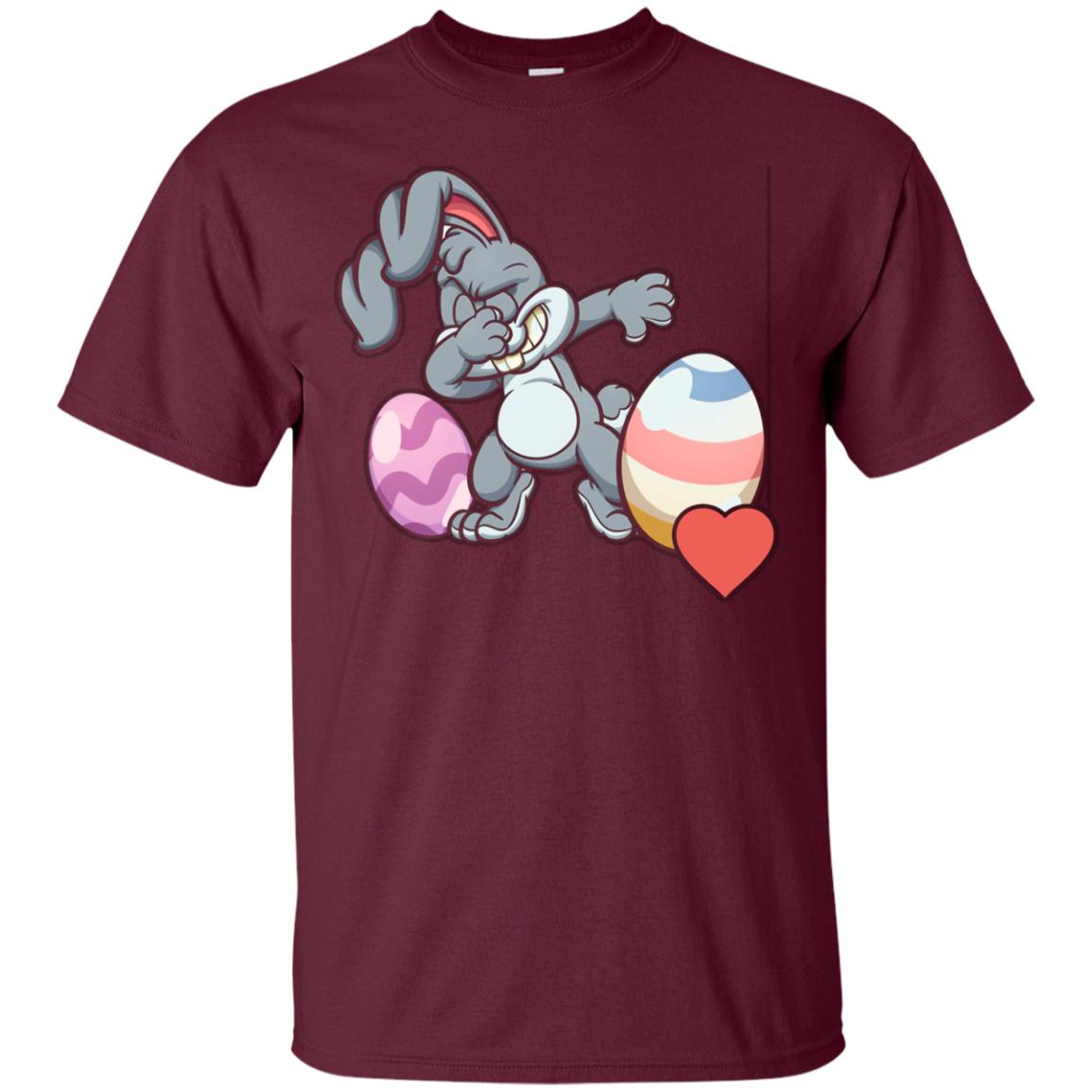 Easter Bunny Dabbing Gift Shirt Easter Holiday Maroon