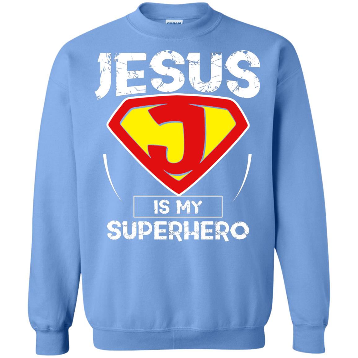 Jesus Is My Superhero Christian Movie Fan T-shirt Carolina Blue