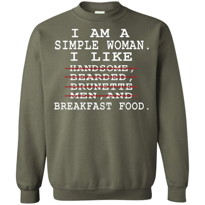 I Am Simple Woman I Like Breakfast Food Shirt Military Green