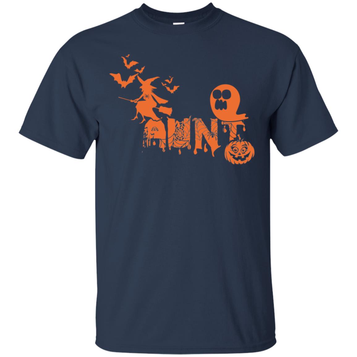 Halloween Pumpkin Aunt Auntie Family Shirt Navy