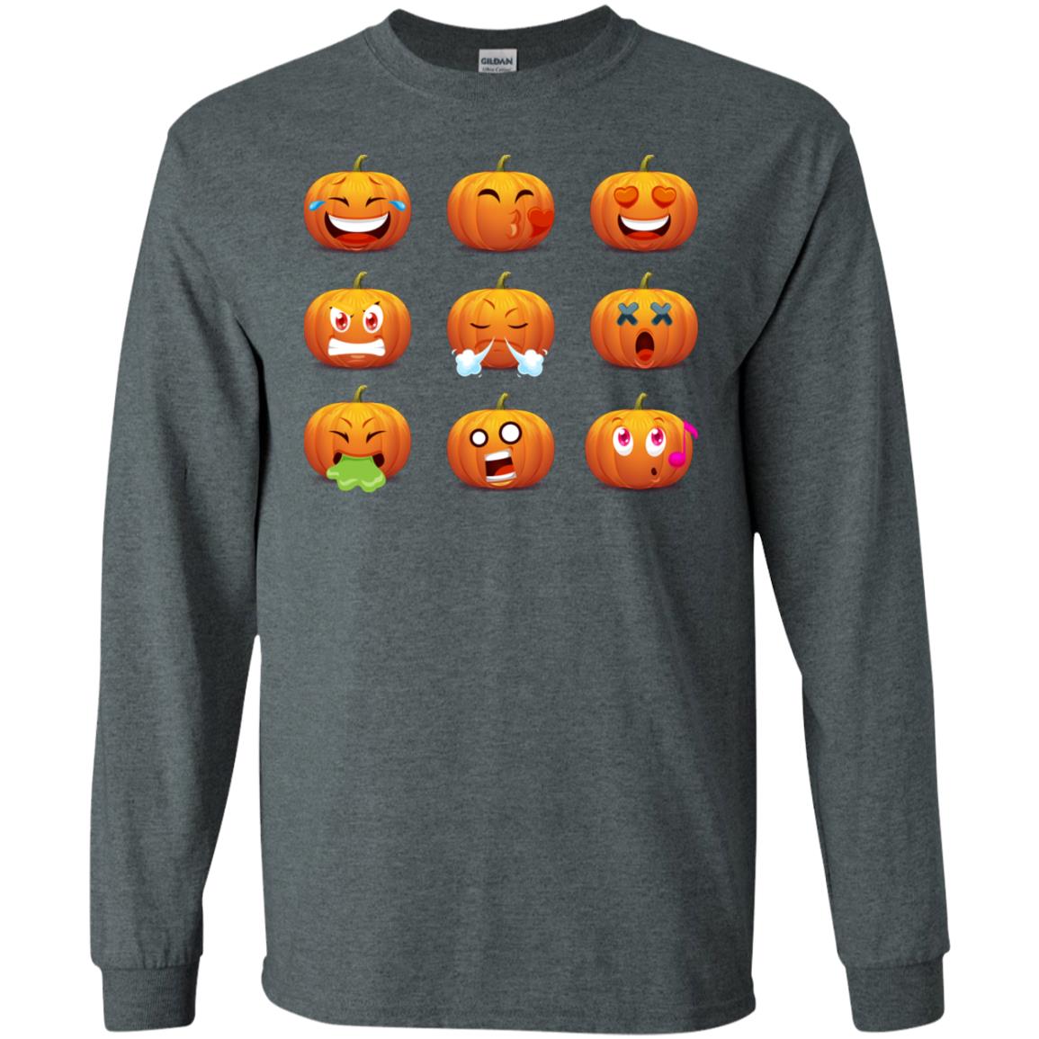 Funny Pumpkins Emoji Halloween Gift Shirt Dark Heather