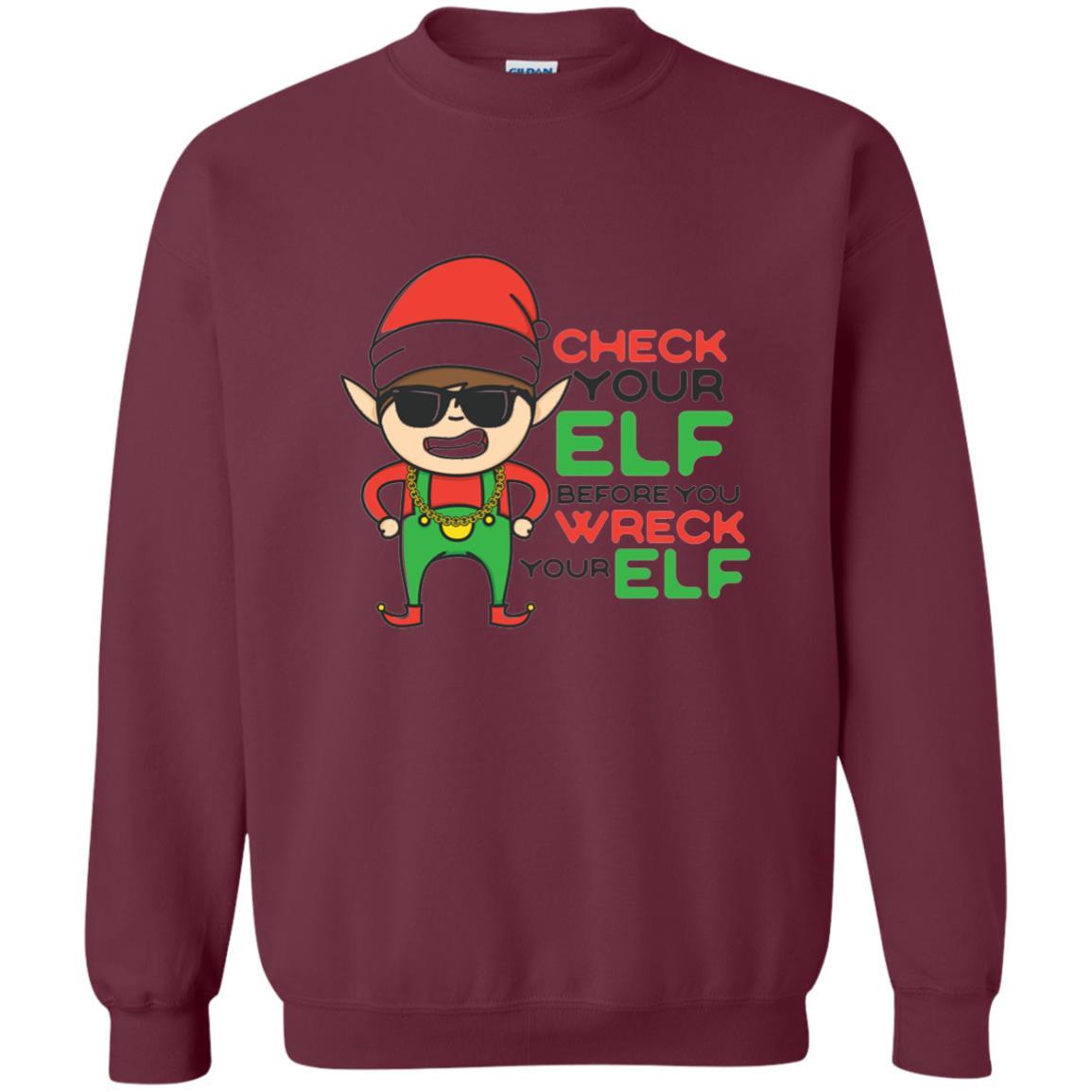 Christmas T-shirt Check Your Elf Before You Wreck Your Elf Maroon