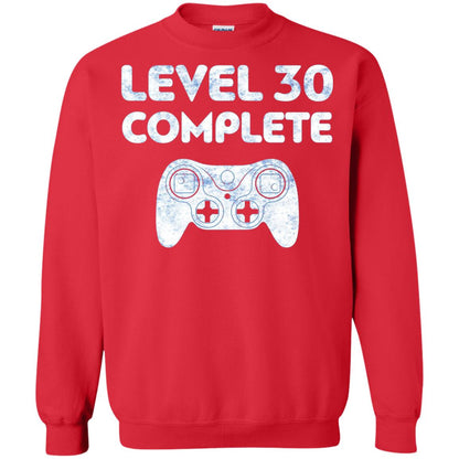 Level 30 Complete Video Gamer 30th Birthday Shirt Red