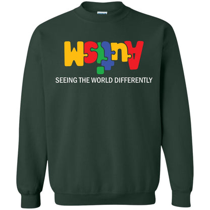 Autism Awareness T-shirt Seeing The World Differently Forest Green