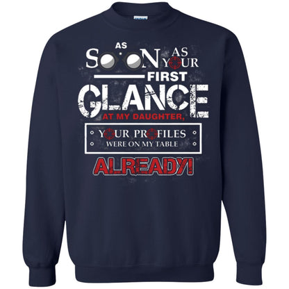 As Soon As Your First Glance At My Daughter Daddy T-shirt= Navy