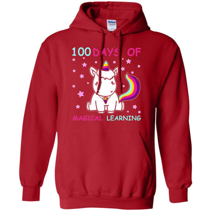 Unicorn Lover T-shirt 100 Days Of Mgical Learning Red