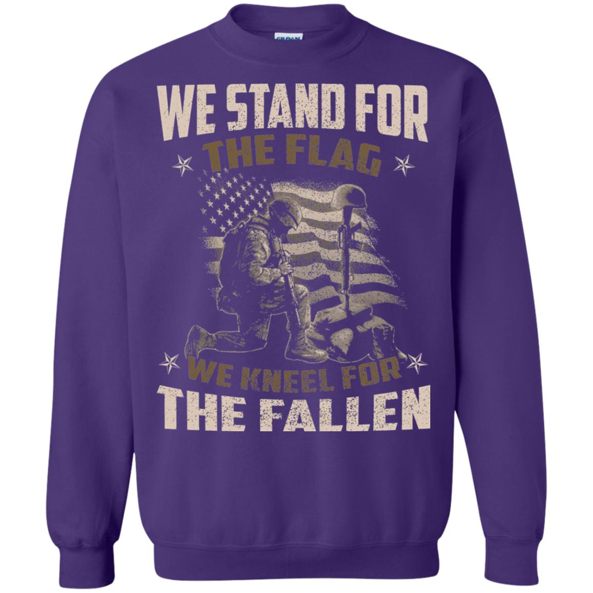Veteran T-shirt We Stand For The Flag, We Kneel For The Fallen Purple