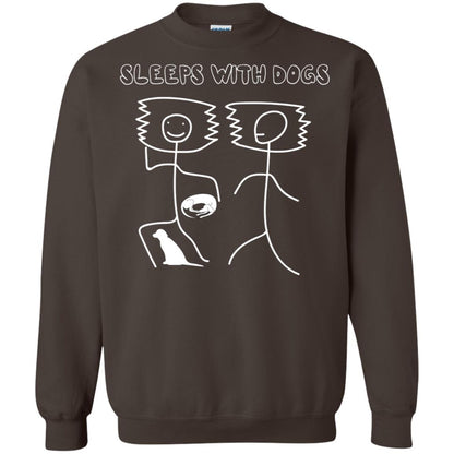 Sleep With Dogs Funny Dog Owner Shirt Dark Chocolate