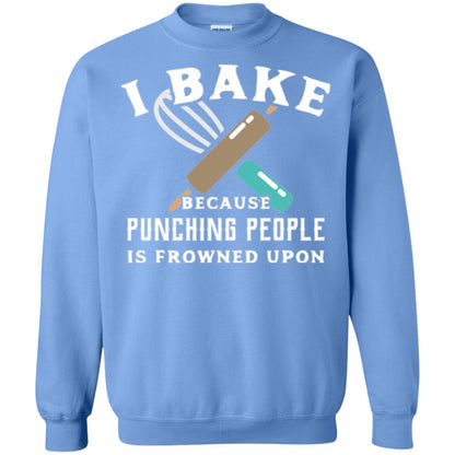 Baking T-shirt I Bake Because Punching People Frowned Upon Carolina Blue