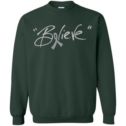 Brain Cancer Awareness Shirt Grey Ribbon Believe Forest Green