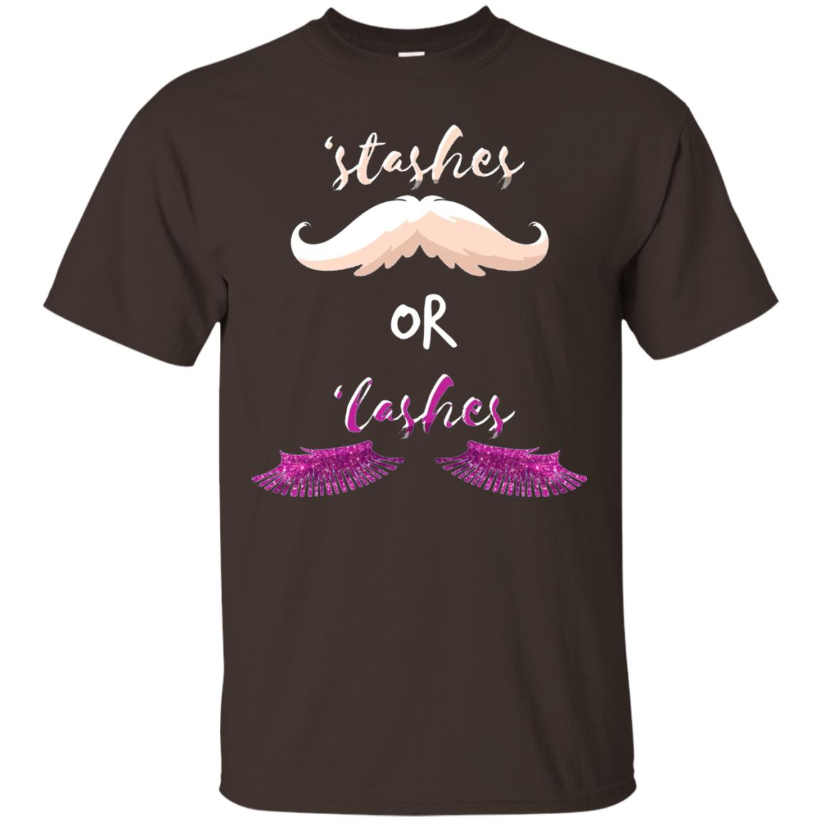 Stashes Or Lashes Funny Baby Gender Shower Reveal Pregnancy Shirt Dark Chocolate