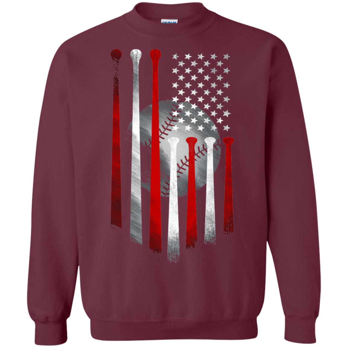 American Flag Baseball Flag Baseball Lover T-shirt Maroon