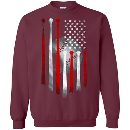 American Flag Baseball Flag Baseball Lover T-shirt Maroon