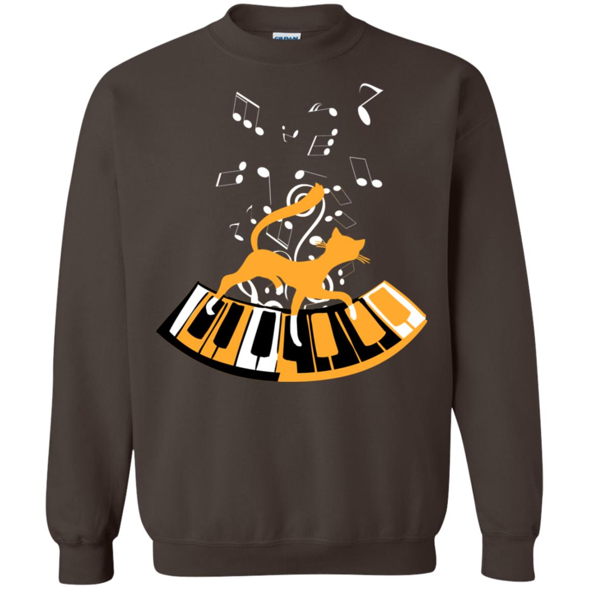 Cat Plays Piano Shirt For Mens Womens Dark Chocolate