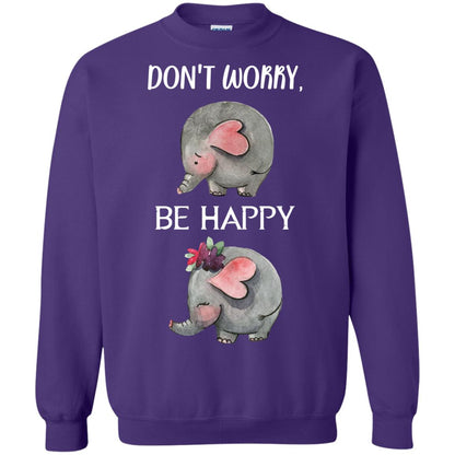Don't Worry Be Happy Elephant Best Quote Shirt Purple