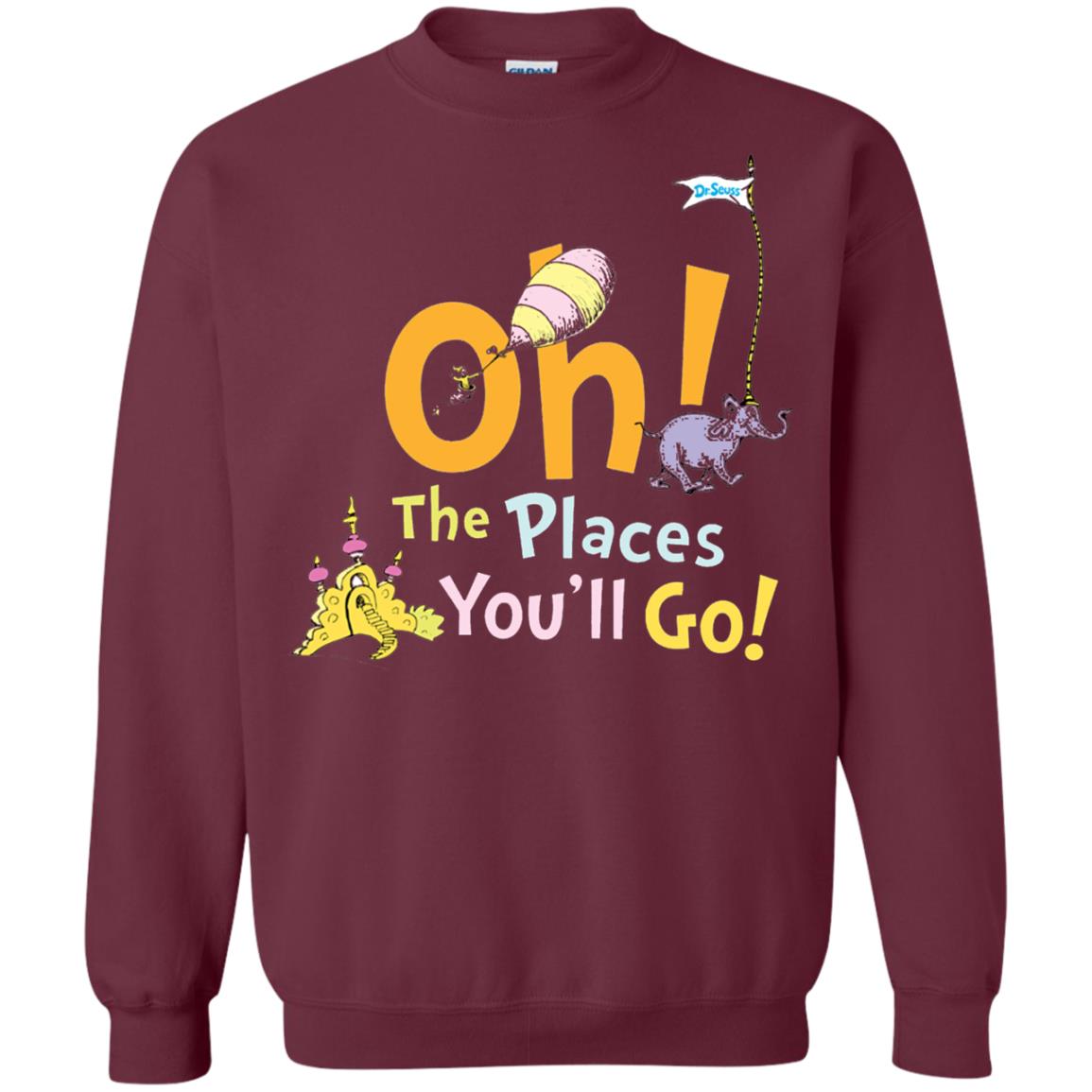 Read Across America Day T-shirt Dr. Seuss Oh The Places You_ll Go Maroon