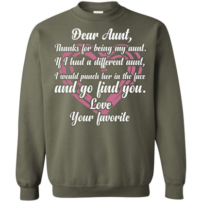 Dear Aunt Thank For Being My Aunt Family T-shirt Military Green
