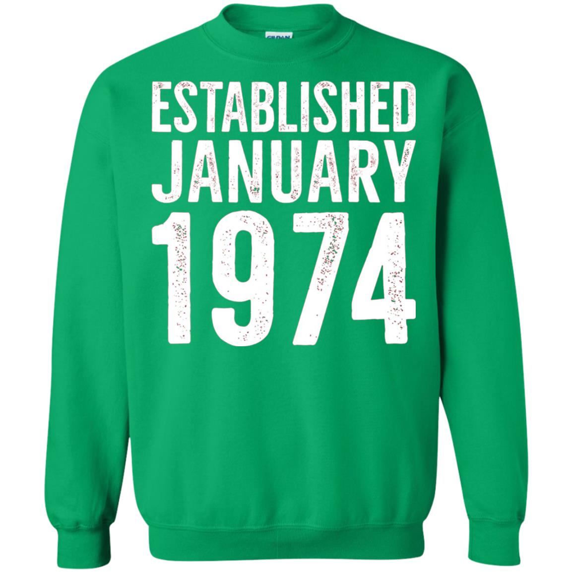 Established January 1974 43rd Birthday T-shirt Irish Green
