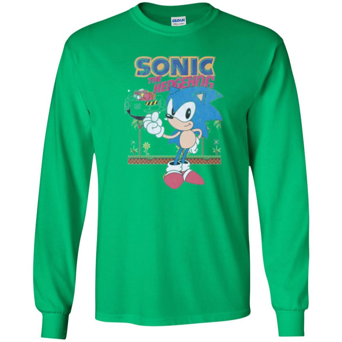 Gamer T-shirt Sega Sonic The Hedgehog Battles Dr. Eggman Robotnik Irish Green