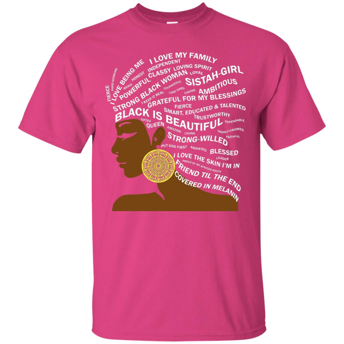 Black Is Beautiful Black History Month Word Art T-shirt Heliconia