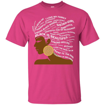 Black Is Beautiful Black History Month Word Art T-shirt Heliconia