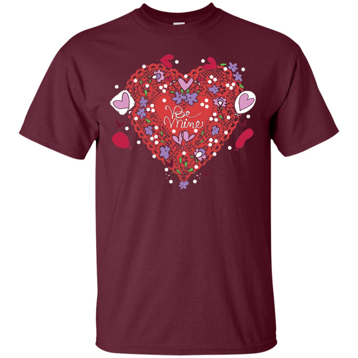 Lace Hearts Balloons Flowers T-shirt Maroon