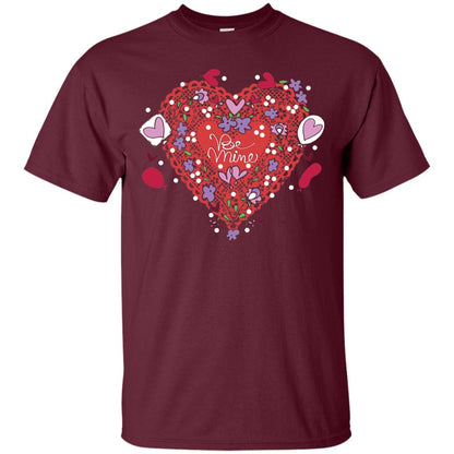 Lace Hearts Balloons Flowers T-shirt Maroon