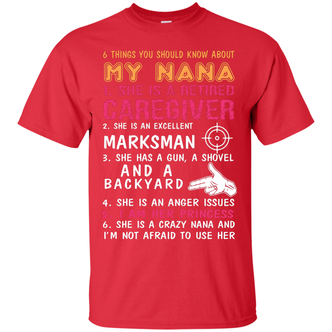 Family T-Shirt 6 Things You Should Know About My Nana Red