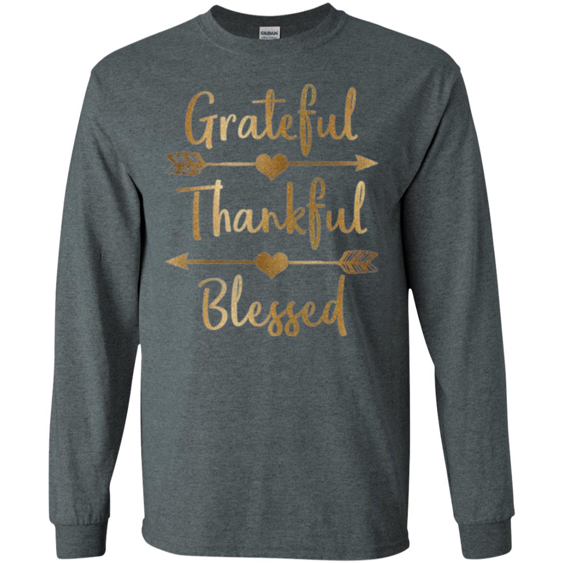 Thanksgiving T-shirt Grateful Thankful Blessed Dark Heather