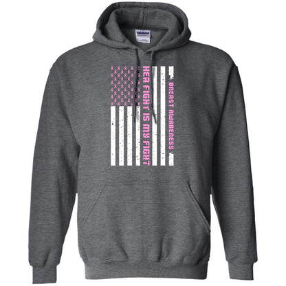 Breast Awareness His Fight Is My Fight Pink Ribbon Stars Flag Of Usa Shirt Dark Heather