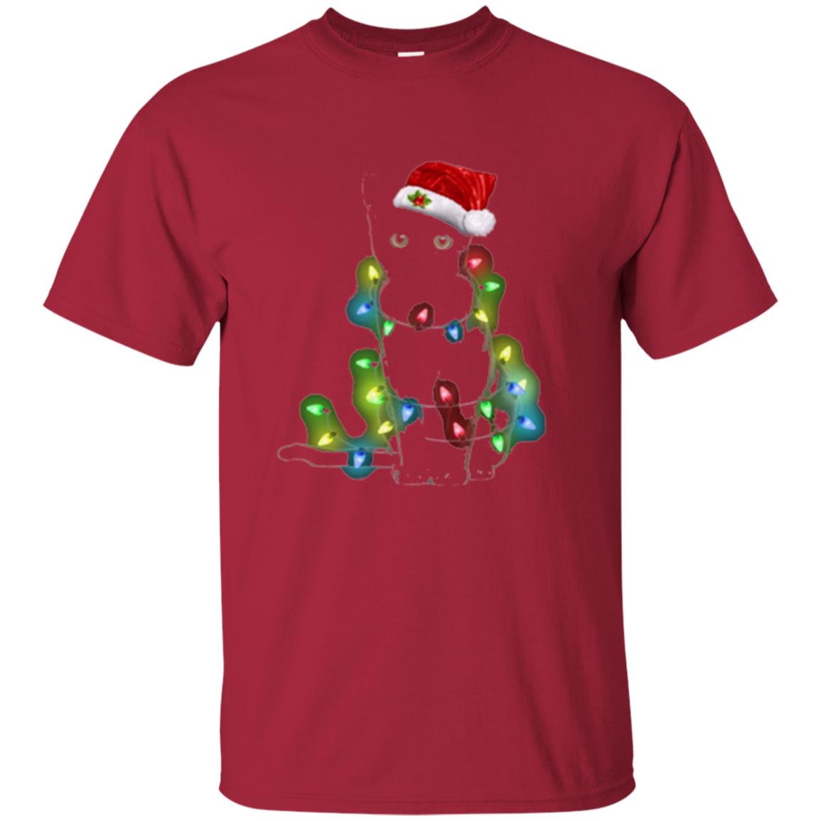 Christmas T-shirt Cat And Lights Cardinal