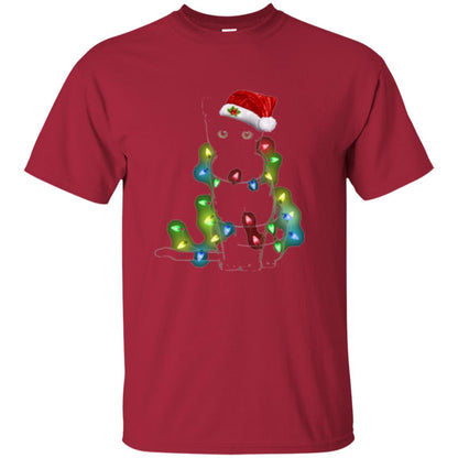 Christmas T-shirt Cat And Lights Cardinal