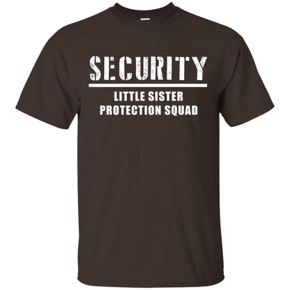 Security Little Sister Protection Squad Big Brother T-shirt Dark Chocolate