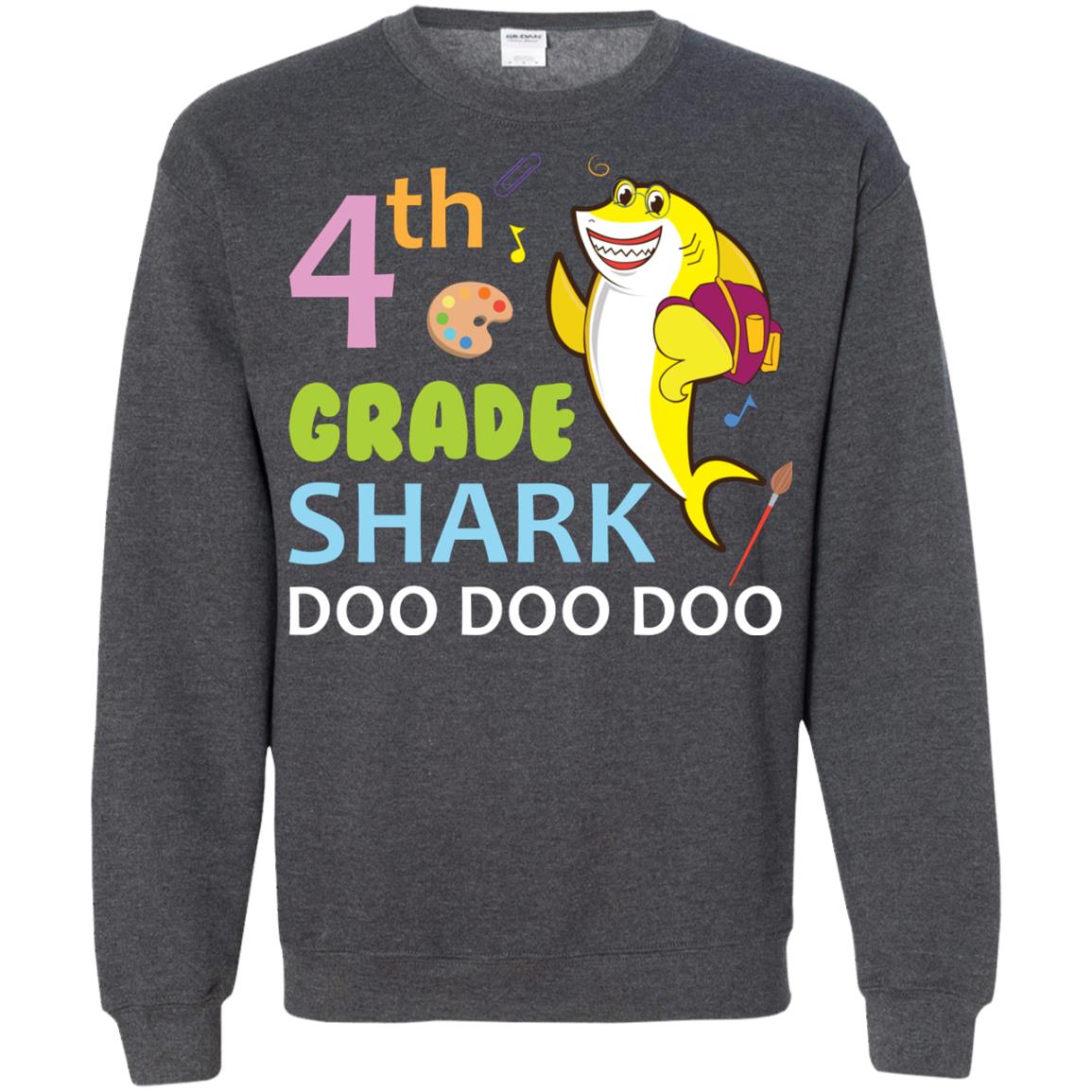 4th Grade Shark Doo Doo Doo Back To School T-shirt Dark Heather