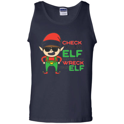 Christmas T-shirt Check Your Elf Before You Wreck Your Elf Navy