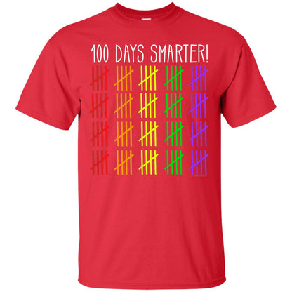 Kids T-shirt 100 Days Smarter Counting Hash Marks Days Of School Red