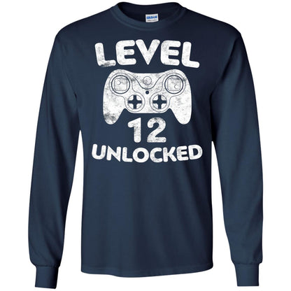Level 12 Unlocked 12th Video Gamer Birthday Shirt Navy
