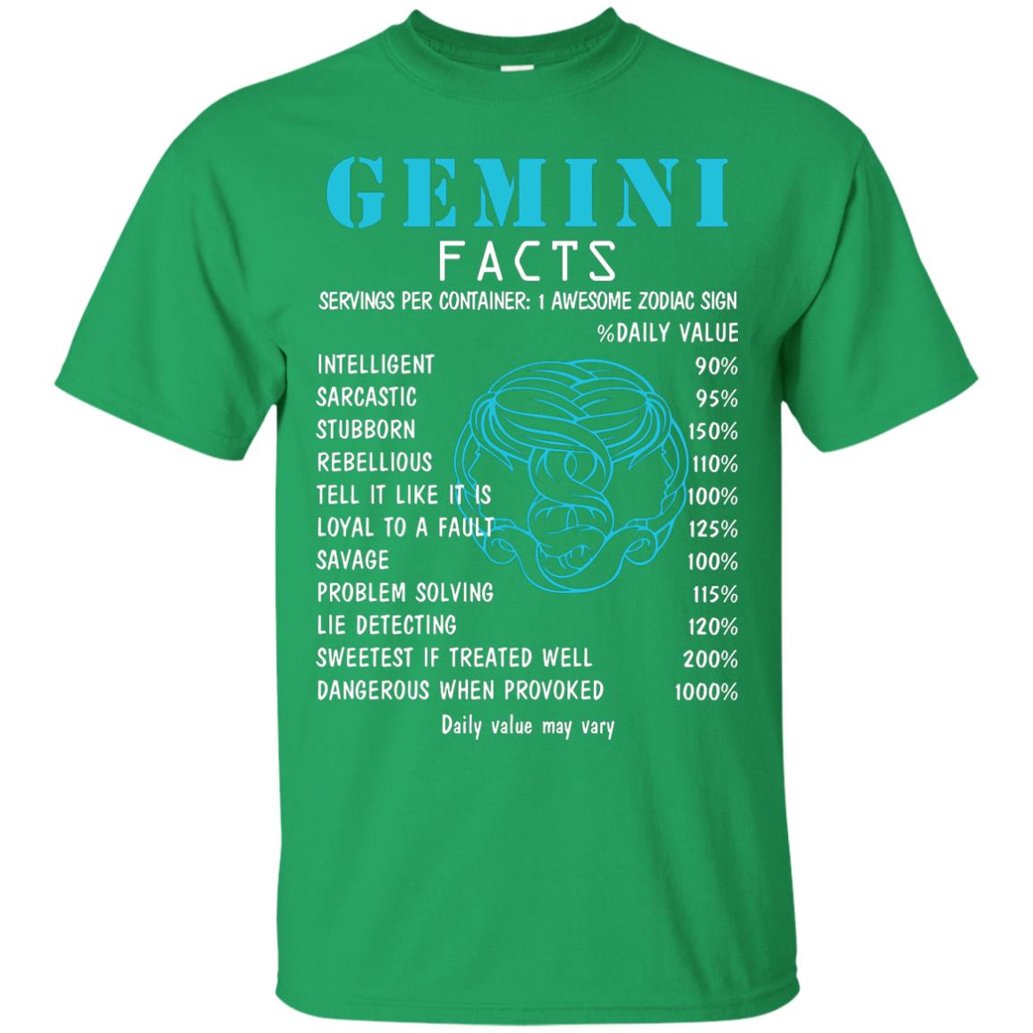 Gemini Facts 1 Awesome Zodiac Sign Gift Shirt For Gemini Horoscope Irish Green