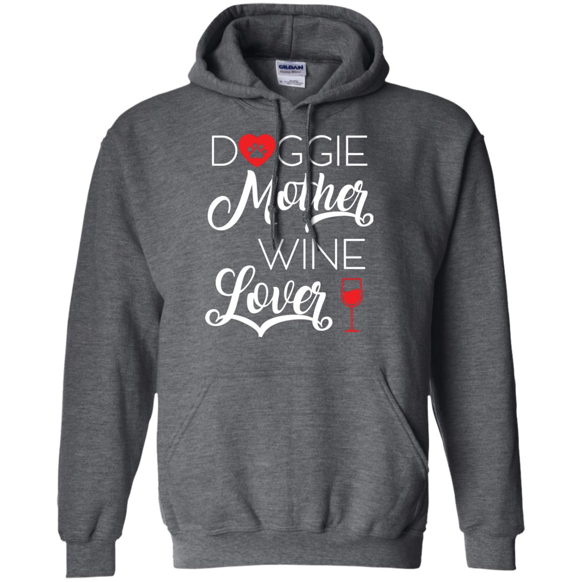 Doggie Mother Wine Lover Dog And Wine Gift Shirt For Mom Dark Heather
