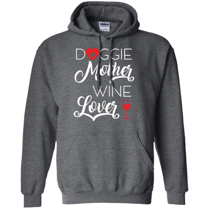 Doggie Mother Wine Lover Dog And Wine Gift Shirt For Mom Dark Heather