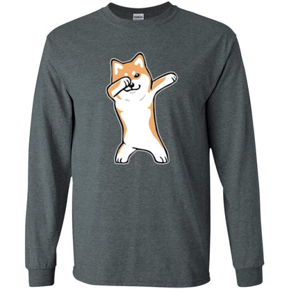 Dog Lover T-shirt Dabbing Shiba Inu Doge Dark Heather